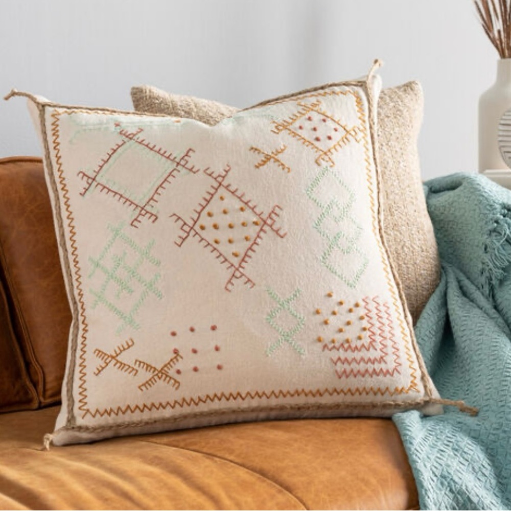 SURYA Sambramba NEW NWOT 20x20 Square Decorative embroidered pillow